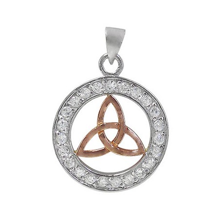 Sterling Silver Rose gold plated Celtic Circle of Life Pendant - Click Image to Close